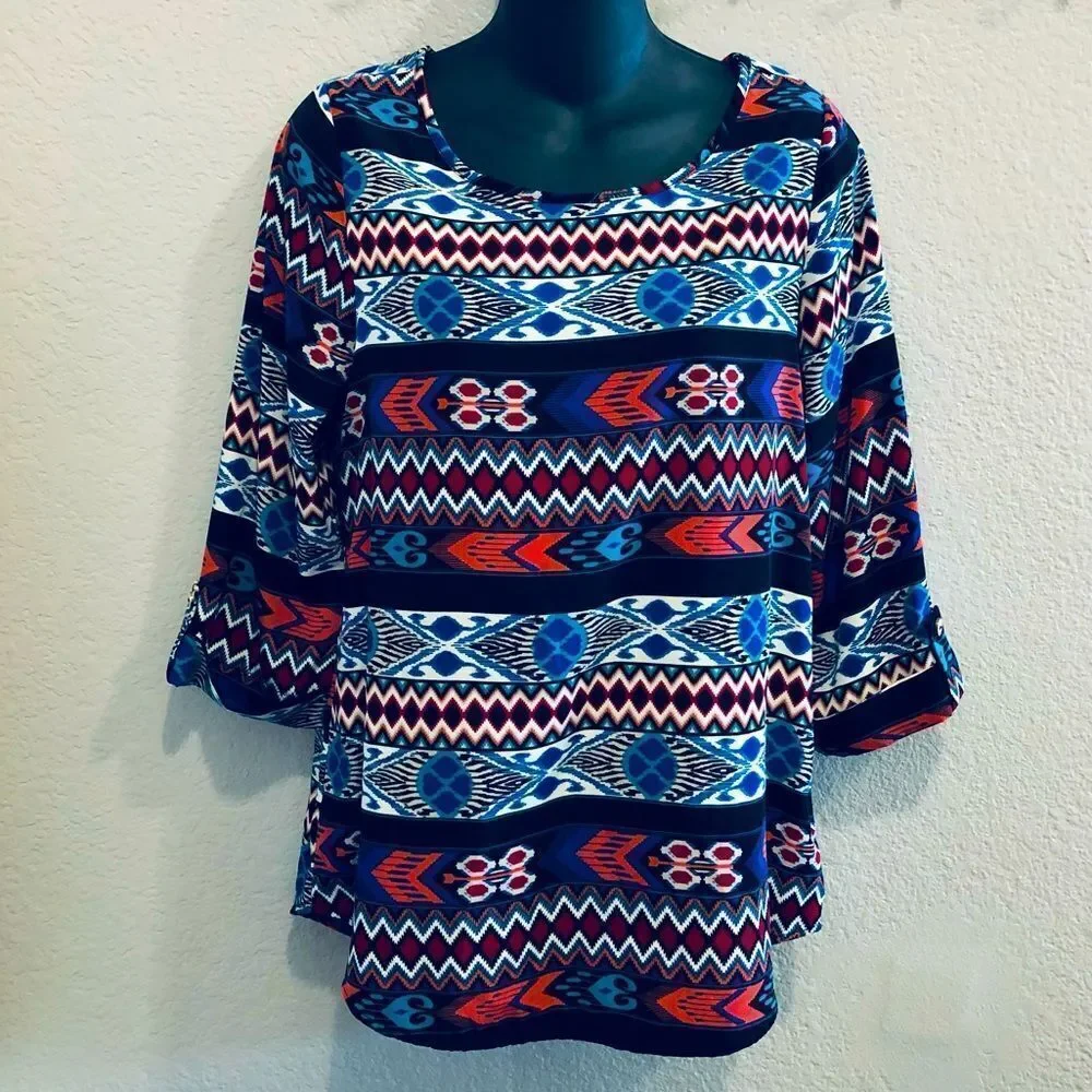Fresh Tart Aztec Pattern Blouse S - Picture 1 of 3